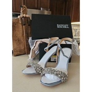 badgley mischka Ryder Rider Blue Heel Jeweled Wedding Shoe Something Blue